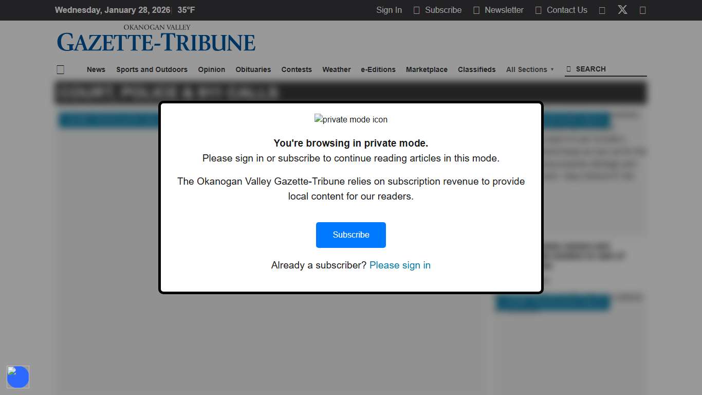 Court, Police & 911 Calls Okanogan Valley Gazette-Tribune